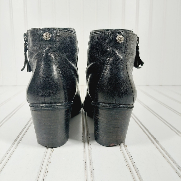 Anne Klein Bristle Black Leather Zip Up Block Heel Ankle Boots F995 - Picture 6 of 12